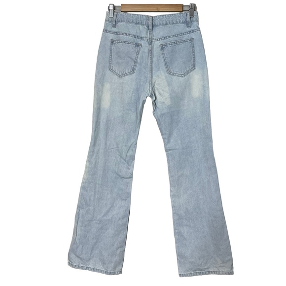 Celine Womens High Rise Flare Jeans Size 26 Light Wash Front Slits - Picture 2 of 11